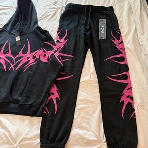 Korn Black and Pink Hoodie and Sweatpants Set